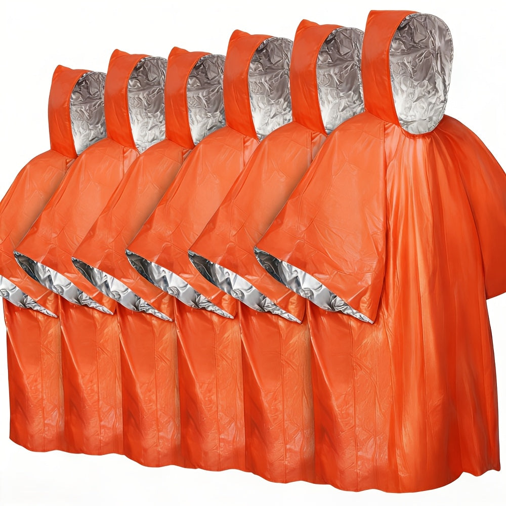 Emergency Mylar Survival Blanket Poncho 6-Pack | Waterproof Windproof Thermal Foil Space Blanket with Hood | Retains 90% Body Heat | Portable Outdoor Camping Hiking Gear Kit for Adults