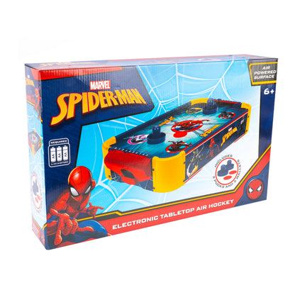 Spider-Man Tabletop Air Hockey Table Officially Licensed Marvel – Wood Electric Air Hockey Game for Kids Ages 5+, Superhero Game Night Toy, Birthday Gift for Boys & Girls