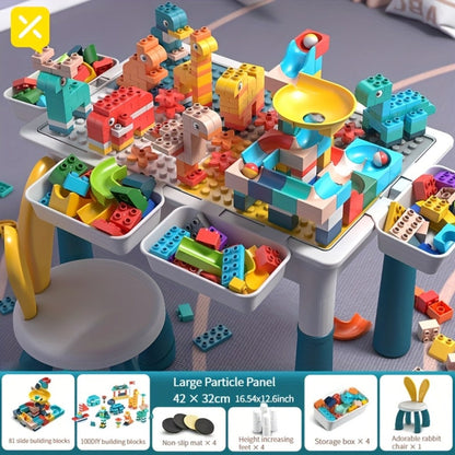 Kids Building Block Table & Chair Set with Storage Boxes – 16.5" x 12.6" All-in-One ABS Brick Play Activity Station for Toddlers Boys & Girls, Best Birthday Christmas Holiday Gift Ages 3+