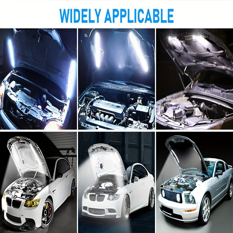 [LED Lighting Kit] LED Lighting Kit for Car Engine Hood - 2pcs - 12V. Automotive LED Strip Light Pole. Working Inspection Light Strip for Car Engine Hood. Automatic Switch. 46 LEDs. Universal Fit for Any Vehicle