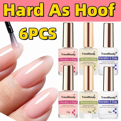 Colored Nail Hardener Set Pink White Yellow - Extra Strong Fast Drying Long Lasting 15ml Nail Strengthener for Weak Splitting Brittle Nails Base Coat Manicure Kit 2 Pack 6 Pack Women