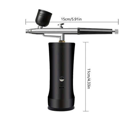 Cordless Airbrush Kit with Compressor Rechargeable Portable Handheld Air Brush Gun 3-Gear Pressure 3 Cup Sizes 7cc 20cc 40cc for Nail Art Makeup Model Painting Cake Decorating Graffiti Body Art