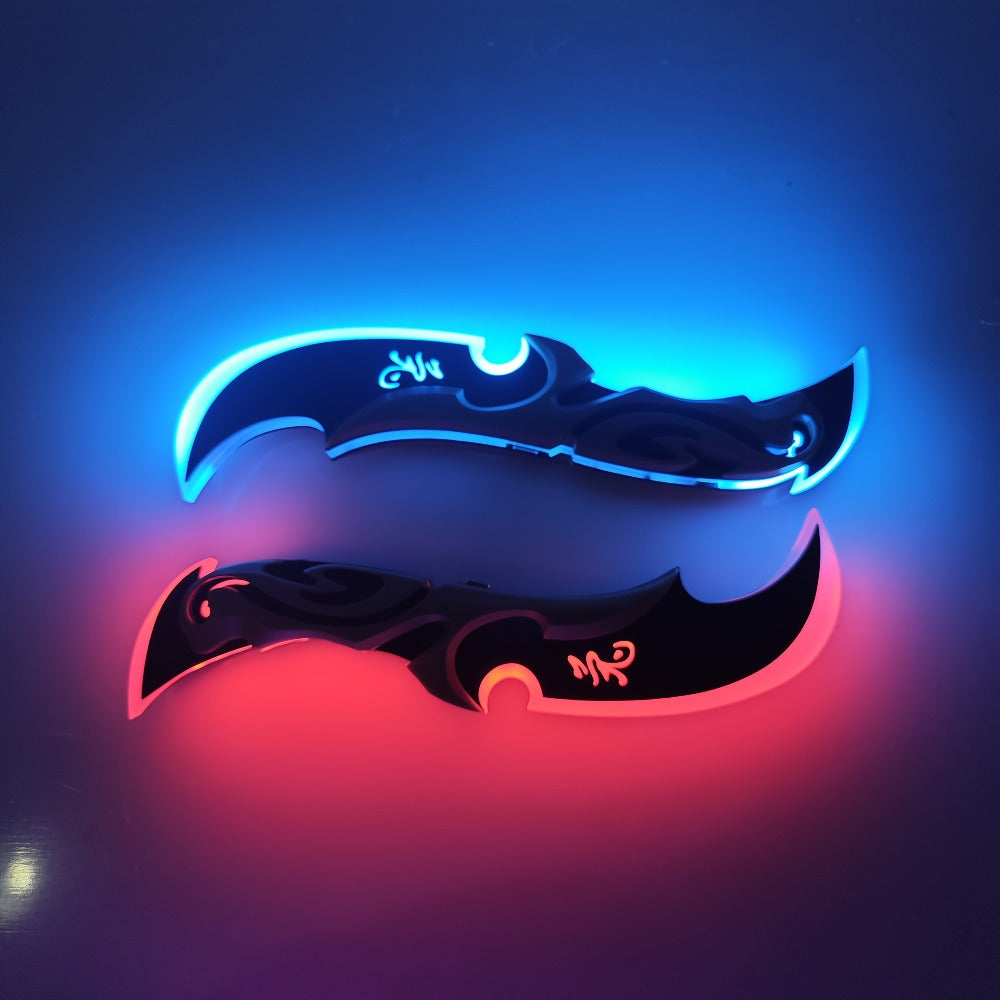 LED Light Up Half Moon Blade Rechargeable Sci-Fi Cosplay Prop 30cm – Halloween Role Play Game Peripheral Model Collection Gift, Multiple Colors