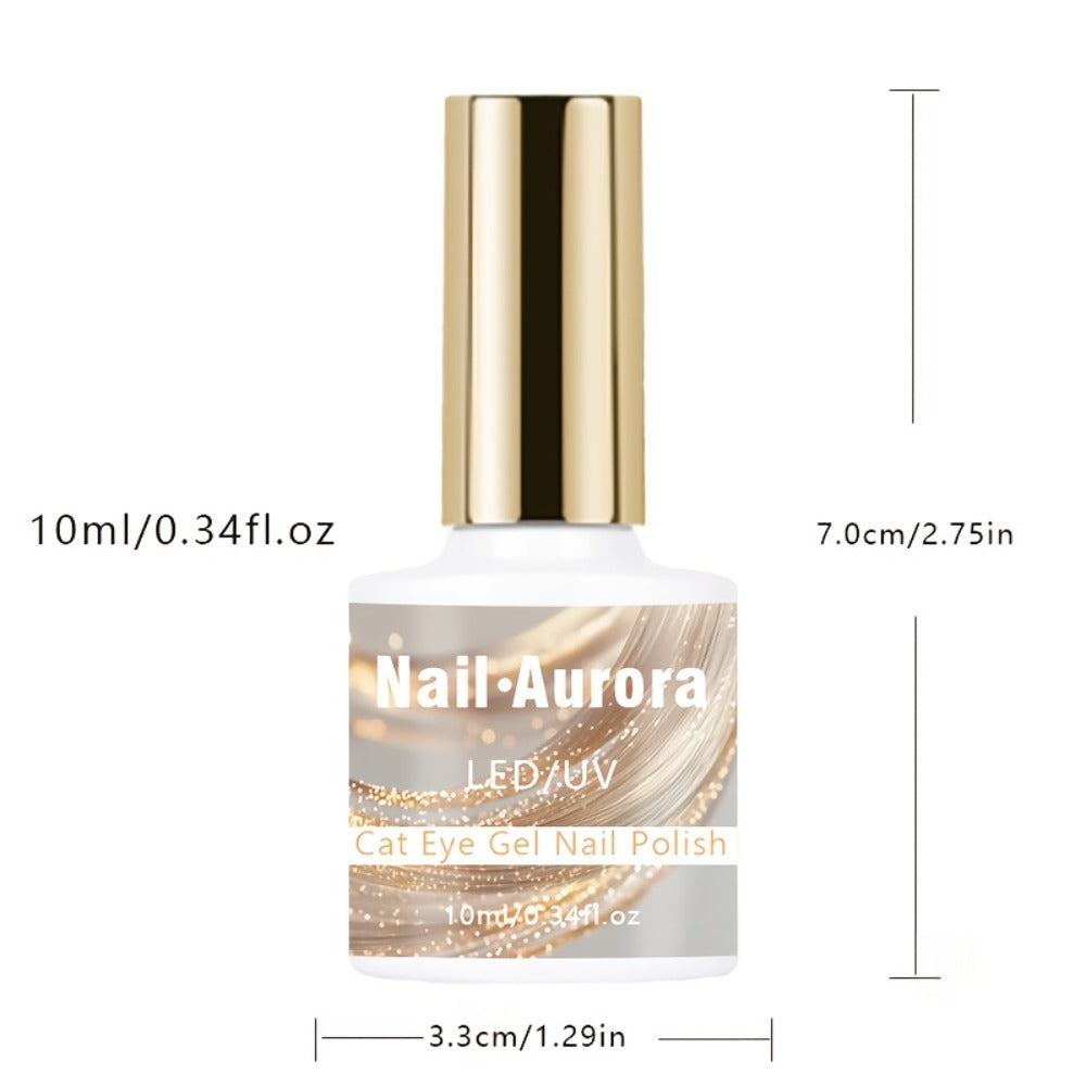 Cat Eye Gel Polish Shooting Star Golden Glitter – Ultra-Bright Vivid Dazzling Light-Shifting Effect, Salon-Grade LED/UV Soak-Off High-Gloss Nail Art Gel for Women Home & Salon Manicure