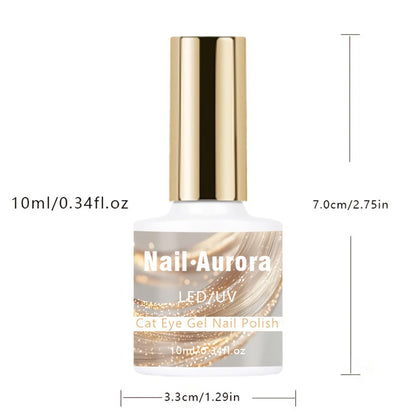 Cat Eye Gel Polish Shooting Star Golden Glitter – Ultra-Bright Vivid Dazzling Light-Shifting Effect, Salon-Grade LED/UV Soak-Off High-Gloss Nail Art Gel for Women Home & Salon Manicure