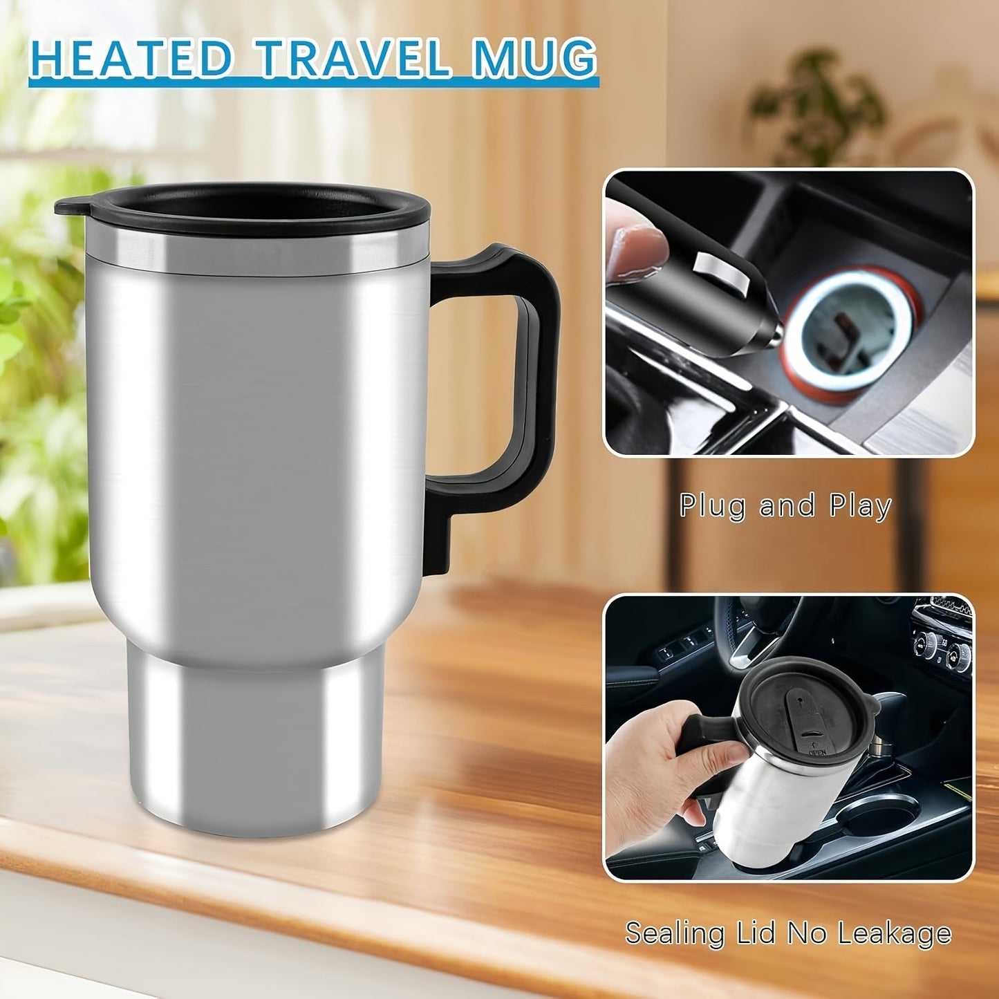 Car Electric Kettle 12V – Stainless Steel Travel Heating Cup with Auto Shut-Off, 450ml & 500ml Portable In-Car Water Heater for Hot Water, Tea & Coffee – Cigarette Lighter Powered Road Trip Essential