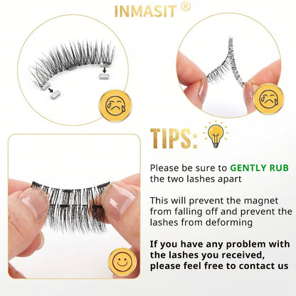 Magnetic Eyelashes Glue-Free Reusable False Lashes – Natural Wispy Fluffy Cat Eye Style, Waterproof & Sweatproof with Applicator & Storage Case, Black & Pink Set for Daily Wear, Parties & Beauty Gifts