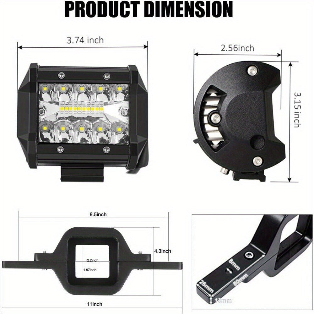 [LED Light For Trailer] Hitch LED Light With 4 - Inch Size, 2 - Inch Towing Hitch Mount Brackets For Trailer Dual LED Off - Road, Without Battery