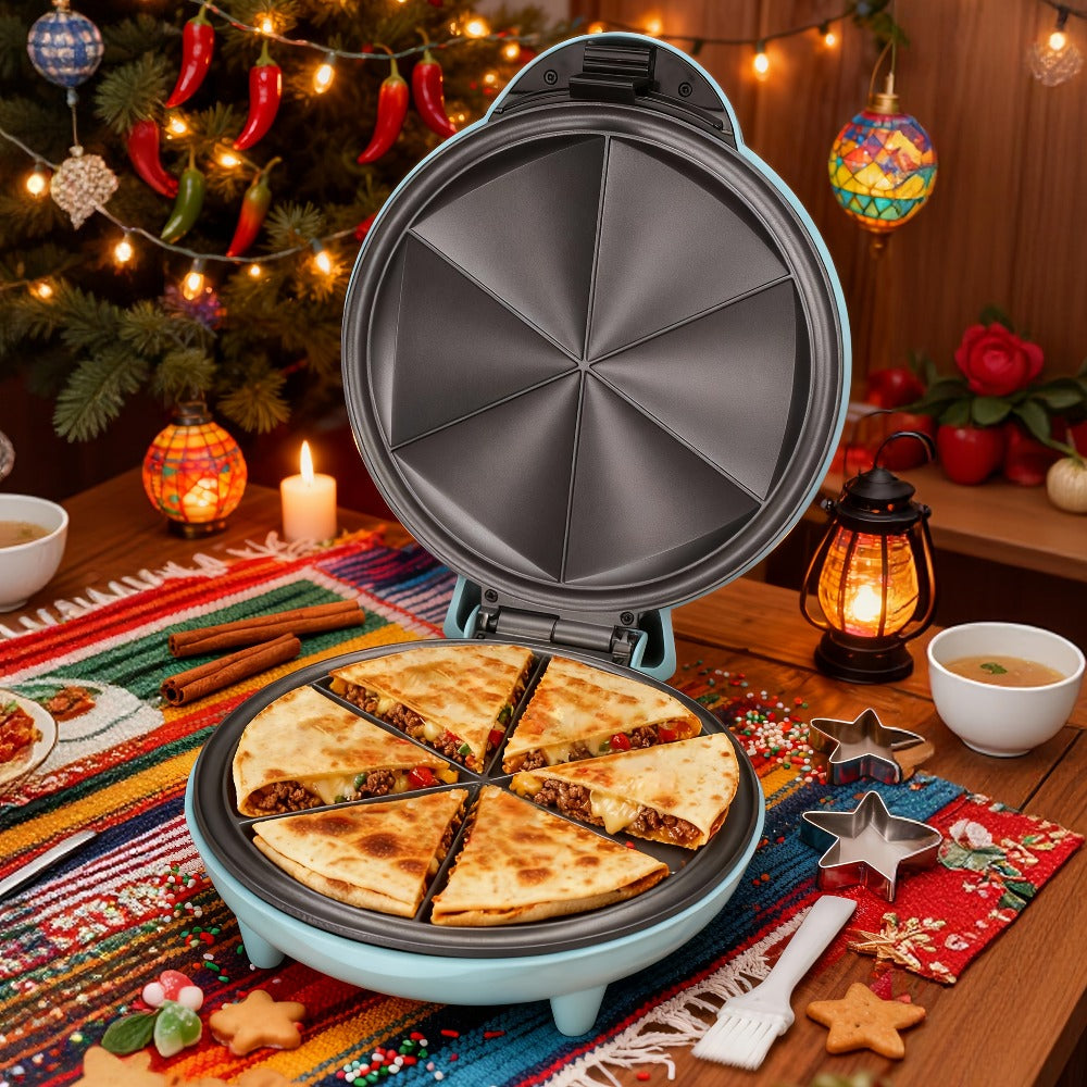Electric Quesadilla Maker 9.5 Inch – Grilled Cheese Machine, Extra Stuffing Capacity, Easy 6-Wedge Slice, Non-Slip Feet | Also Available as 12 Inch Pizza Maker