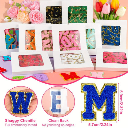 Chenille Letter Patches Self Adhesive A-Z 26pcs – Embroidered Alphabet Applique Stickers for Clothes Bags Hats Phone Cases, DIY Craft Personalized Patch Set Gift for Teens & Kids