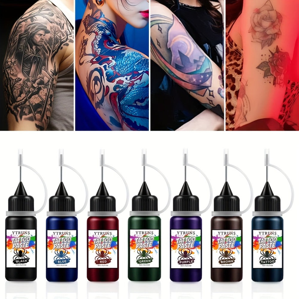 Liquid Body Paint Temporary Tattoo Ink — 7 Vibrant Colors, Fast-Drying Waterproof Formula, Plant-Based Squalane, Skin-Safe for Festivals, Parties, Halloween, Cosplay & Body Art