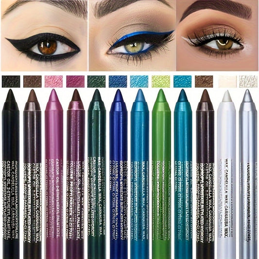 Squalane 2-in-1 Eyeliner & Eye Shadow Pen Set 12 Pcs – Waterproof Sweat-Resistant Long Lasting Multicolor Eye Makeup Kit with Pencil Sharpener, Perfect Gift for Women