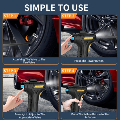 Portable Tire Inflator Air Compressor 150 PSI Cordless with Auto-Shutoff Digital Pressure Gauge LED Light Wireless USB Charging for Car Motorcycle Bike Ball