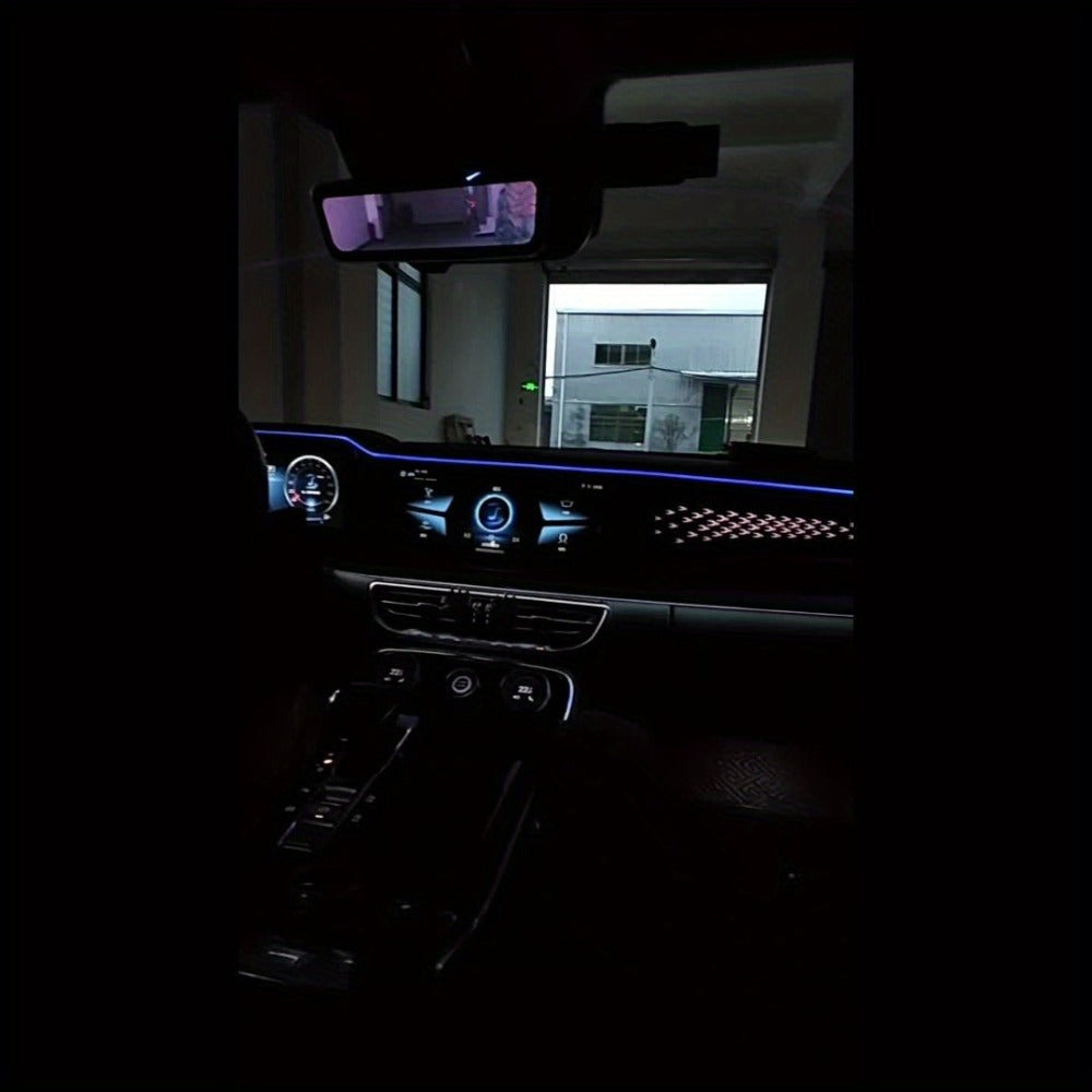 RGB Car Interior LED Strip Lights 16 Million Colors App & Remote Control Music Sync Fiber Optic Ambient Light Bar USB 5V for Car Dashboard Door Decoration, 196" & 5-in-1 Kit Options