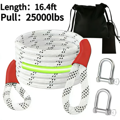 Heavy Duty Recovery Tow Rope, 44000/40000/25000/5700 LBS Break Strength, Emergency Tow Rope for Truck Jeep ATV & More, Towing Strap with 2pcs D Ring Shackles, Reflective Safety Flag, Storage Bag, Truck Towing, Vehicle Recovery, Durable Strap