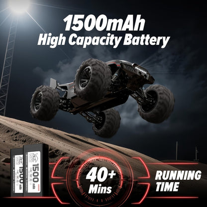 RC Monster Truck 1:18 Scale Alloy 2.4GHz Off-Road Remote Control Car with LED Headlights & All-Terrain Tires, High Speed 33KM/H – Birthday Gift for Kids Boys Girls Adults Ages 6+