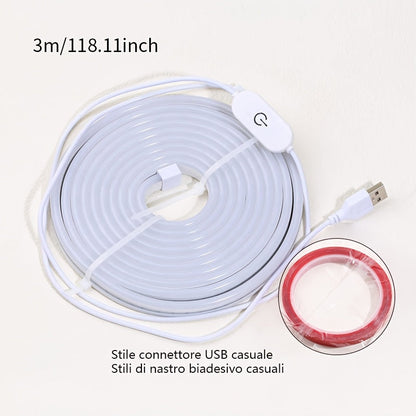 LED Neon Light Strip Touch Dimmer USB Flexible Ambient Glow Strip Lights for Vanity Mirror Bathroom Mirror Live Streaming Fill Light Bedroom Decor White Warm White 118in 196in 2pcs