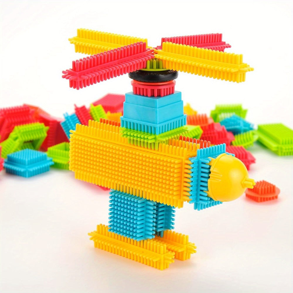 Hedgehog Building Blocks 150 Pieces – Soft Interlocking Bristle Blocks STEM Educational Toy for Toddlers & Preschool Kids, Creative Construction Playset, Birthday Gift for Boys & Girls Ages 3+