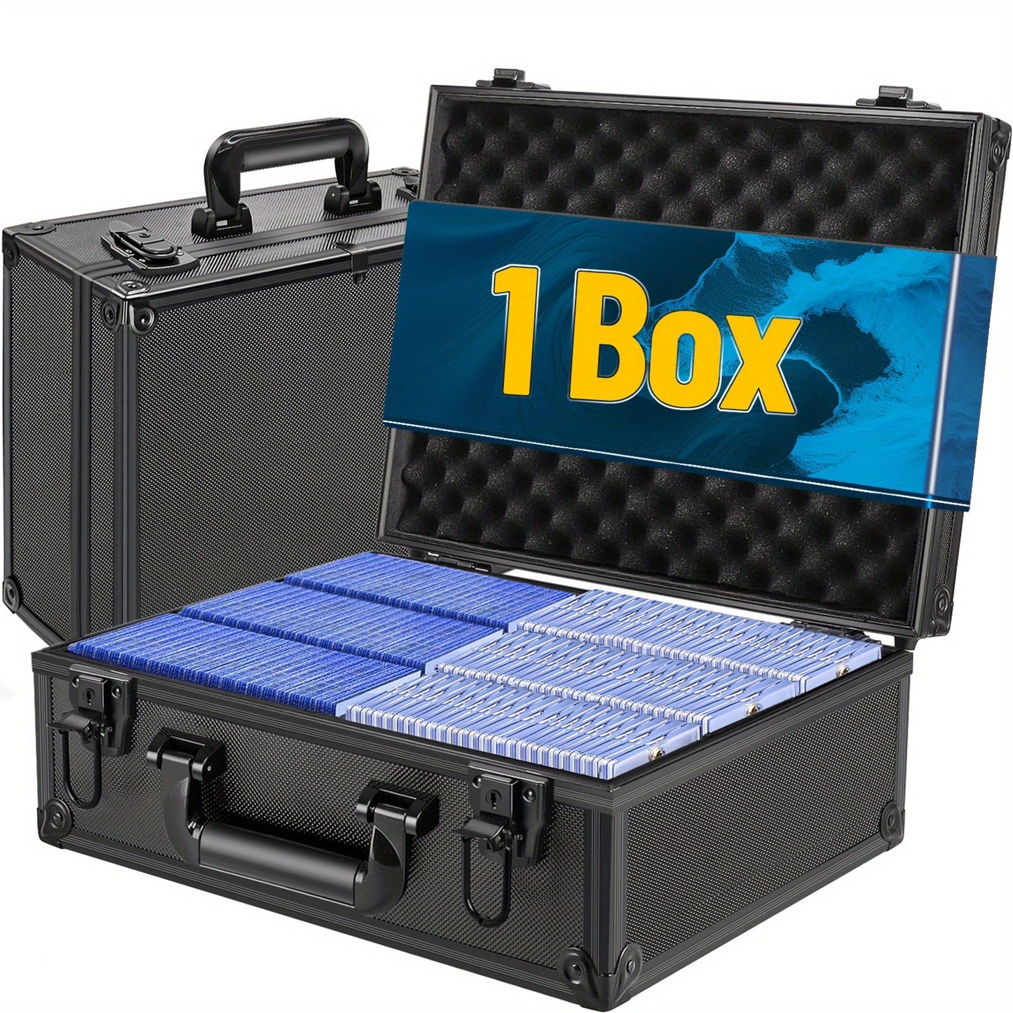 Trading Card Storage Box for 3x4 Top Loads 35pt Rigid Cards Holds 600 Plus – Sports Card Organizer Case with Lock for Pokemon Baseball Basketball Football Cards