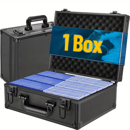 Trading Card Storage Box for 3x4 Top Loads 35pt Rigid Cards Holds 600 Plus – Sports Card Organizer Case with Lock for Pokemon Baseball Basketball Football Cards