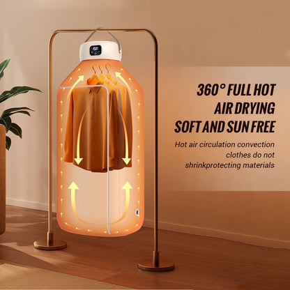 Portable Electric Clothes Dryer 600W Dual Mode Warm Hot Air Timer 1H 2H 8H Compact Mini Dryer Machine with Dryer Bag for Apartments Dorms RVs Travel Small Spaces