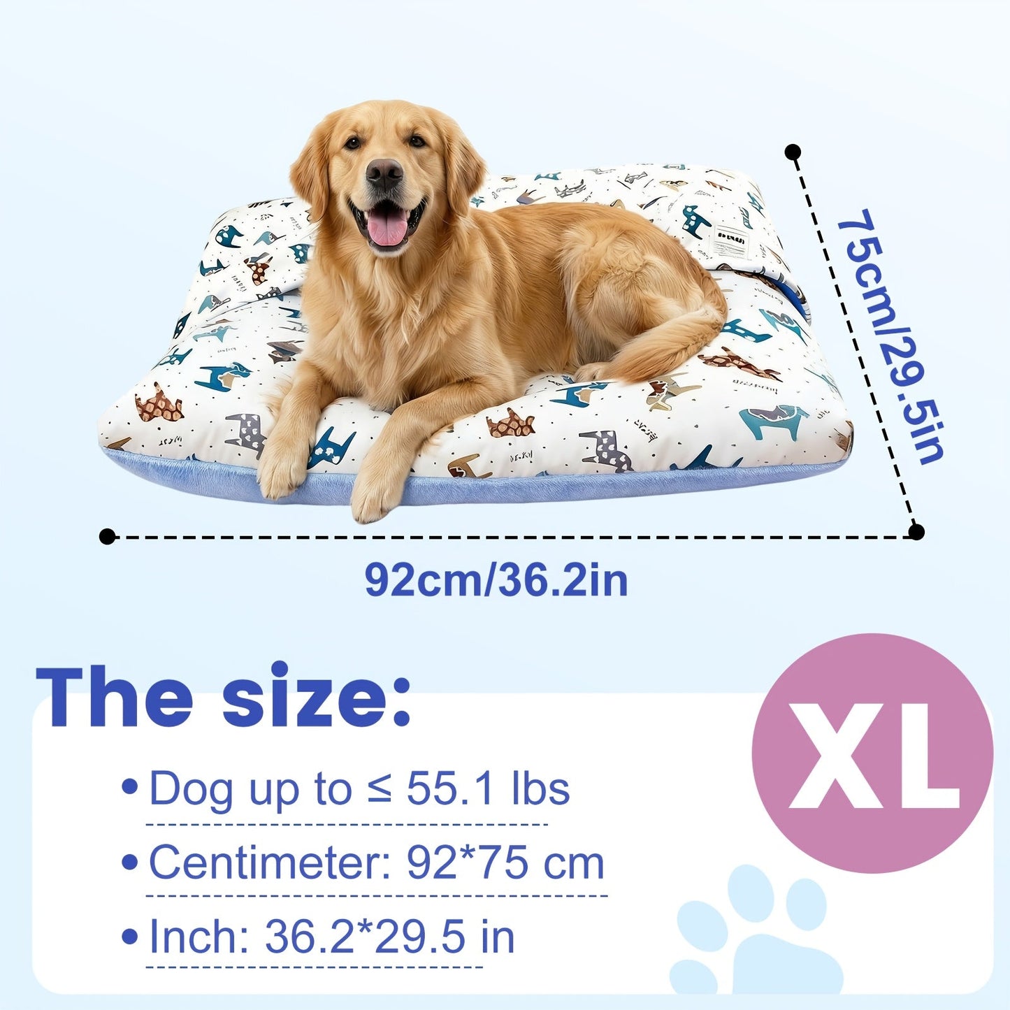 Breathable Washable Dog Bed Mattress – All-Season Pet Mat with Removable Cover & Non-Slip Bottom for Small, Medium & Large Dogs | Cute Animal Patterns