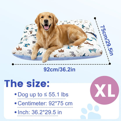 Breathable Washable Dog Bed Mattress – All-Season Pet Mat with Removable Cover & Non-Slip Bottom for Small, Medium & Large Dogs | Cute Animal Patterns