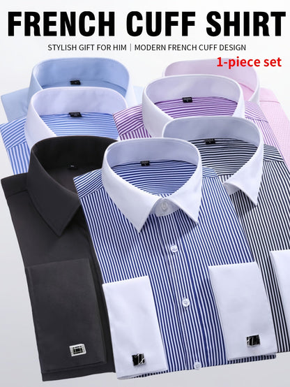 Men's Solid Color Dress Shirt - Classic Neck Short Sleeve 265829