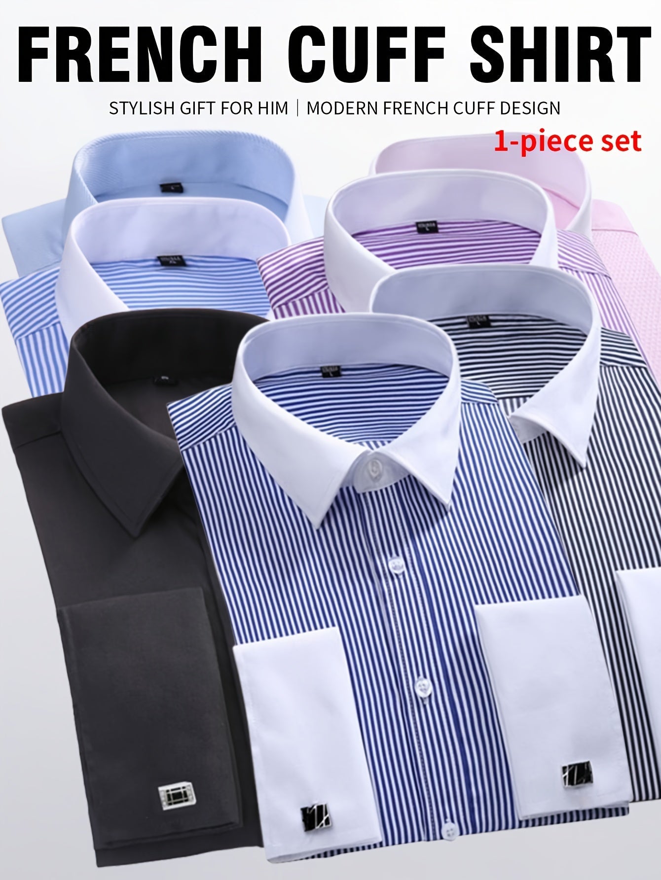 Men's Solid Color Dress Shirt - Classic Neck Short Sleeve 265829