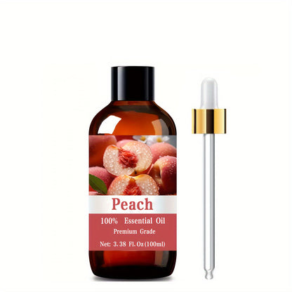 Peach Essential Oil 100ml Pure Care Grade Sweet Fruity — Aromatherapy Body Oil for Skin Moisturizing, Hair Care, Nail Care, Massage & Meditation, Relaxing Spa Gift for Women Men, 3.38 fl oz