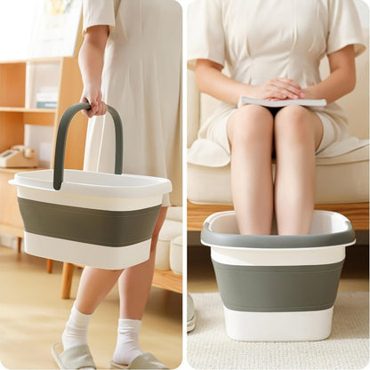 Foldable Foot Bath Tub Collapsible Foot Soak Basin 3.96 Gallon with Carry Handle Portable Pedicure Soaking Tub Space-Saving Easy Clean for Home Spa Salon Travel Green Pink