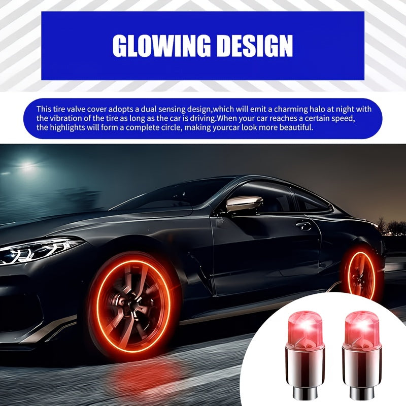 12pcs Colorful Wheel Light Cap Car Tire Valve Core