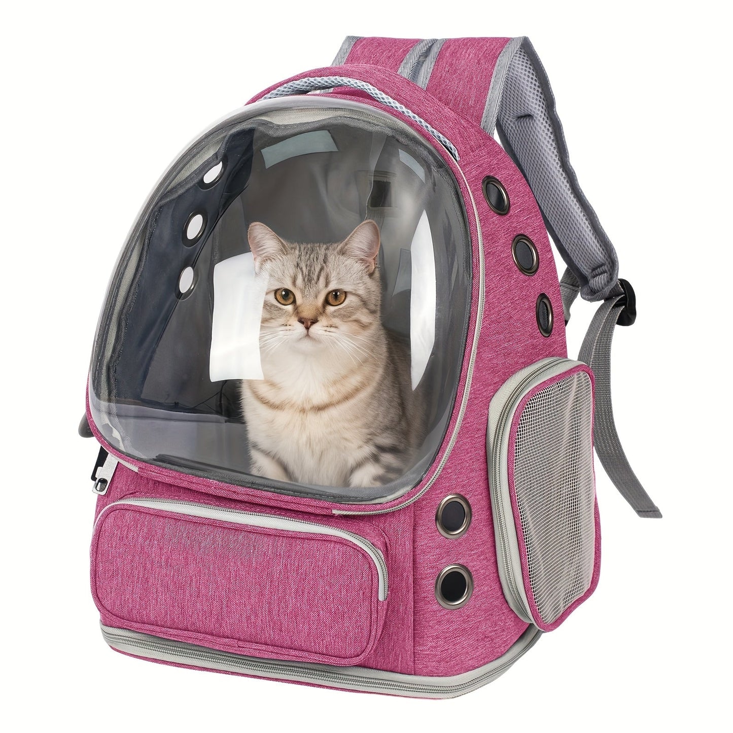 Cat Carrier Backpack Bubble Window Space Capsule Transparent Breathable Travel Bag for Cats & Kittens, Airline Approved Zipper & Pet Door Entry All-Season Cat Backpack, Black Blue Brown Green Gray Pink