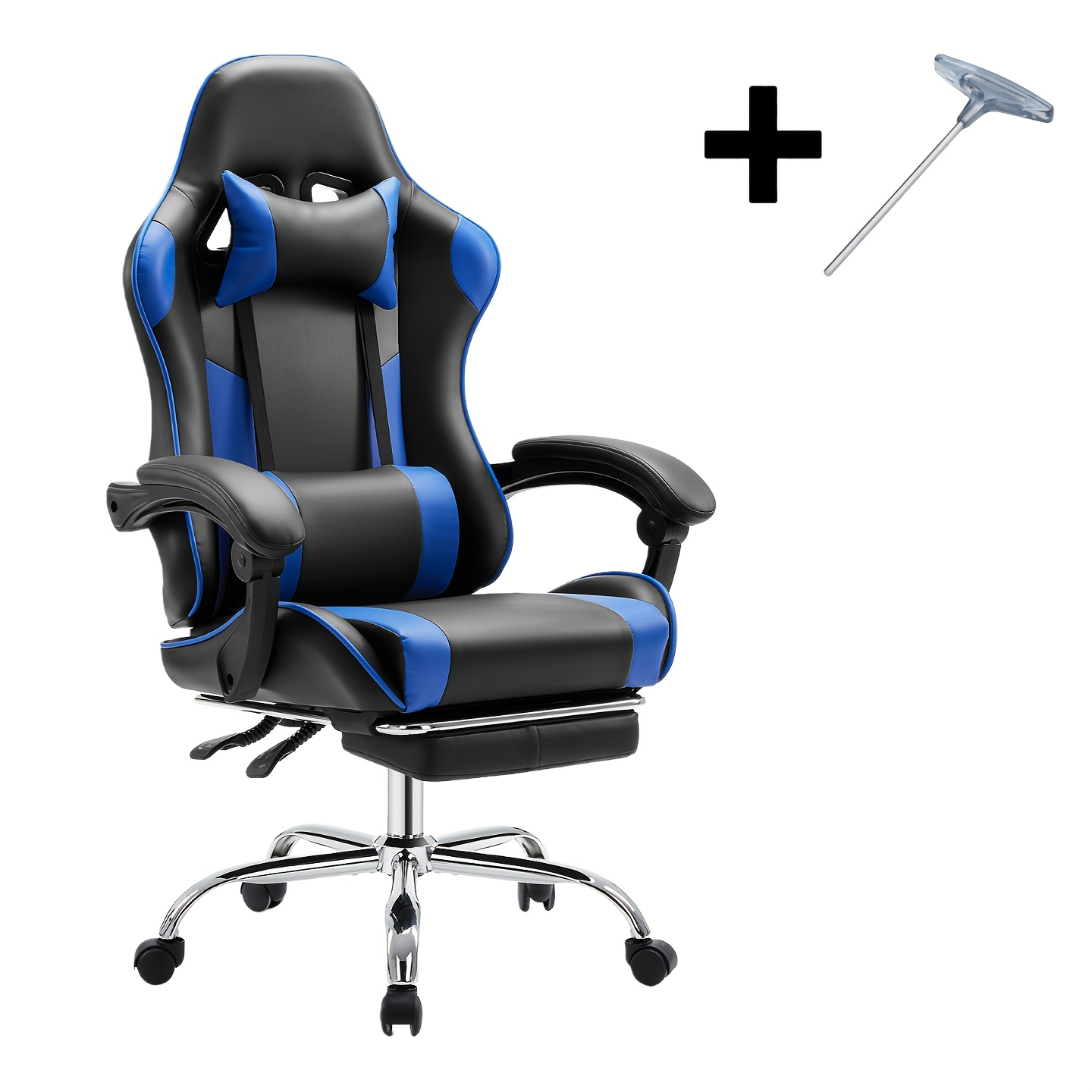 Ergonomic Gaming Chair with Rotating Armrest Lumbar Support & Headrest – Esports Racing Style Computer Office Chair with Footrest for Home Office Desk Work Study