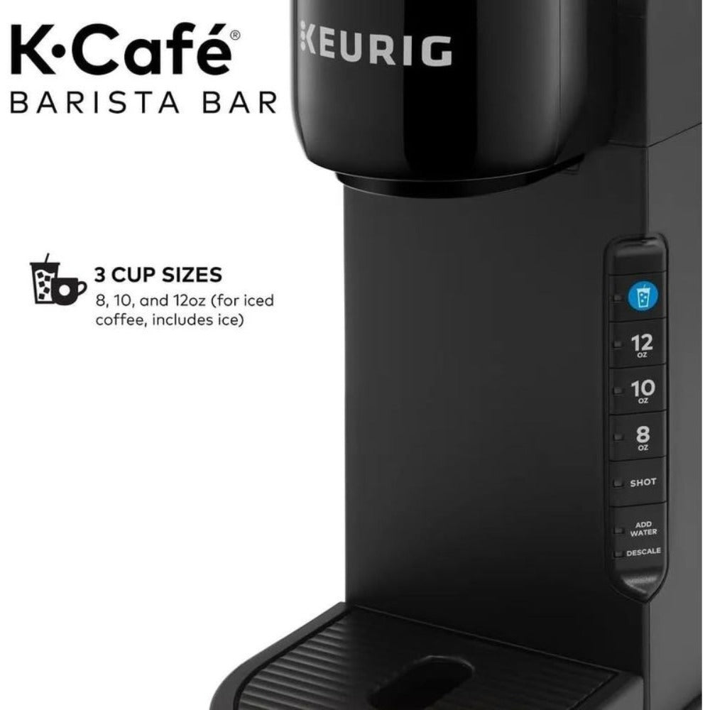 Keurig K-Café Barista Bar Single Serve Coffee Maker – Hot & Iced Coffee, Cold Brew, Coffee Shot, Brew Over Ice, 3 Cup Sizes 8-12oz, 42oz Reservoir, K-Cup Compatible – Black, Certified Refurbished
