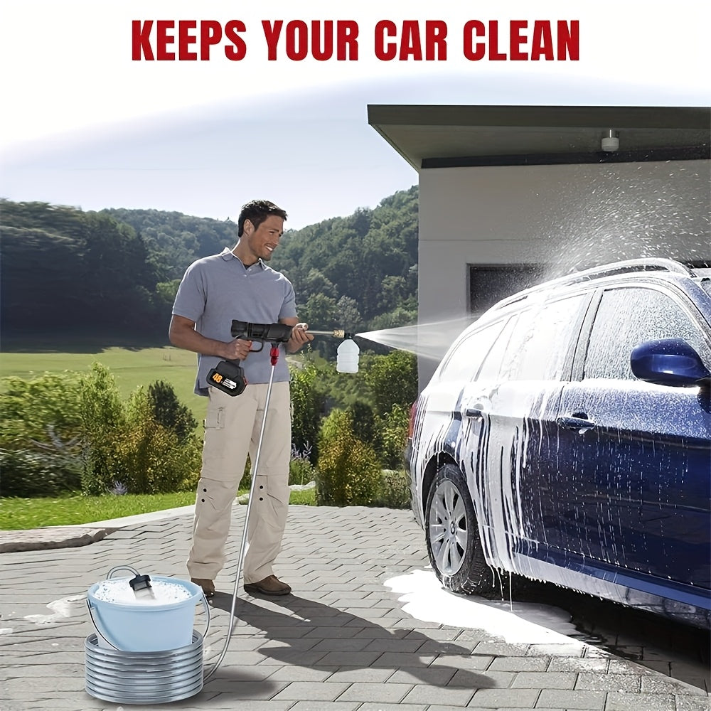 21V Cordless Handheld Pressure Washer, Dual Lithium Batteries, Self-Priming No Tap Water Required, Complete Car Washing Kit with Carry Case, Foam Bottle, Hose, Nozzles for Auto Garden Patio Cleaning