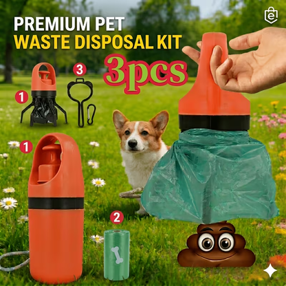 Dog Poop Picker 3-Pack EVA Portable Scoop & Dispenser with Drawstring Bag - Lightweight Sanitary Outdoor Pet Waste Removal Tool No Battery Needed