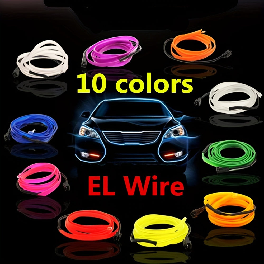 2pcs/Set16ft 5V USB Auto Neon Light Strip, EL Wire Car Interior LED Strips Lights, Electroluminescent Vehicle Interior Ambient Lighting Decor Accessories, Universal for RV, SUV, Truck Car