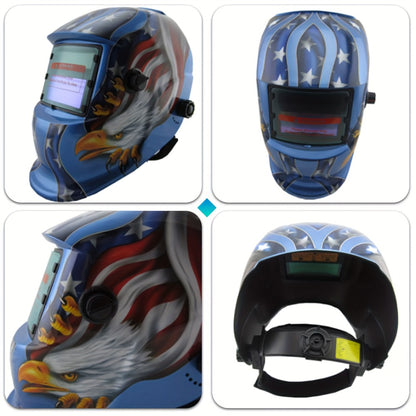 Auto Darkening Welding Helmet True Color Solar Powered – Large View Area DIN 9-13, 1/25000s Response, Adjustable Headgear Eagle Lightning