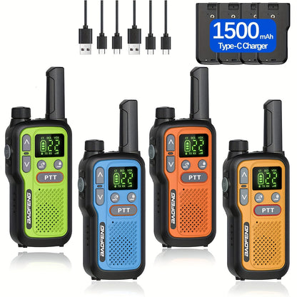 Long Range Walkie Talkies for Adults, BAOFENG 22 FRS Channels LCD Display VOX Hands-Free, USB-C Rechargeable Li-ion Battery, 2-3 Mile Range, for Hiking Camping Family Outdoor Emergency