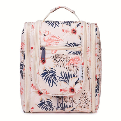 Hanging Toiletry Bag for Women Large Capacity Travel Makeup Organizer Bag with Hook Multi-Compartment Waterproof Cosmetic Pouch 16 Prints for Cruise Gym