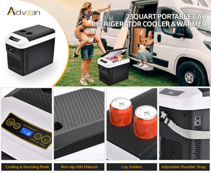 Portable Car Refrigerator Cooler & Warmer, 12V/24V DC & 120V AC Thermoelectric Fridge with Dual-Core Cooling – 23 or 31 Quart Electric Cooler for Camping, RV, Road Trip and Fishing