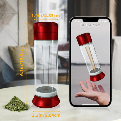 3-in-1 Herb Grinder with Cone Loader & Rolling Machine, Multifunctional Tobacco Grinder Blunt Joint Roller Filling Storage All-in-One with Cleaning Brush, Spice Grinder for Home Use, Black Red Blue