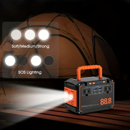 Portable Solar Generator Power Station 88.8Wh / 240Wh – 24000mAh, AC DC USB Ports, LiFePO4 Battery, for Camping RV CPAP Laptop Fan Emergency (Solar Panel Optional)