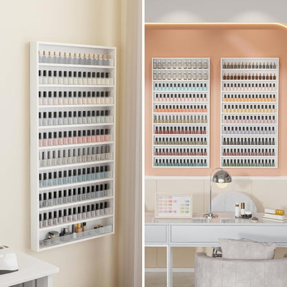 Wall Mount Nail Polish Rack Organizer 6 or 10 Tier with Acrylic Baffle Salon Display Shelf for Gel Polish Storage Nail Studio Home Spa Vanity Black White Pink
