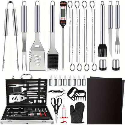 BBQ Grill Tools Set 36 Piece Stainless Steel Grilling Kit with Aluminum Case Heavy Duty Grill Accessories for Backyard BBQ Outdoor Camping Grilling Gifts for Men Dad Birthday Gift