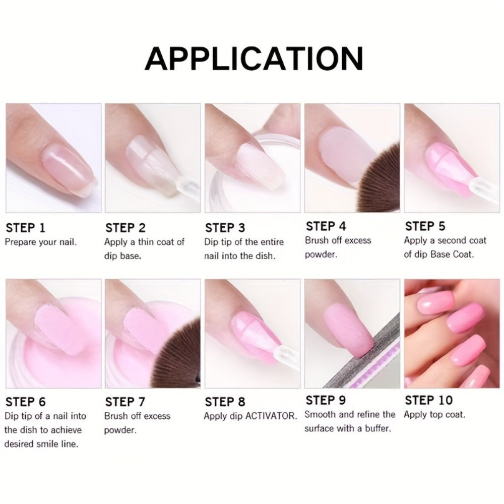 Pink Glitter Dip Powder Nail Starter Kit 4 Shades with Base Coat Top Coat & Activator – No Lamp Needed French Manicure Home Manicure Gift for Women Mothers Day
