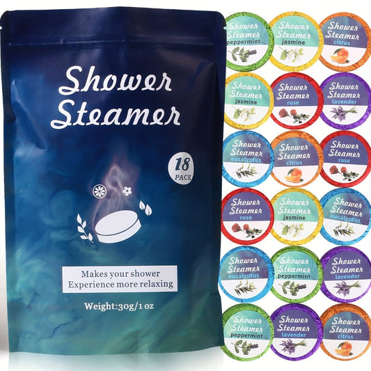 Shower Steamers Gift Set 18 Pcs with Essential Oils — Eucalyptus Rose Jasmine Citrus Peppermint Lavender Aromatherapy Shower Bombs for Home Spa Stress Relief Birthday Christmas Valentine Gift
