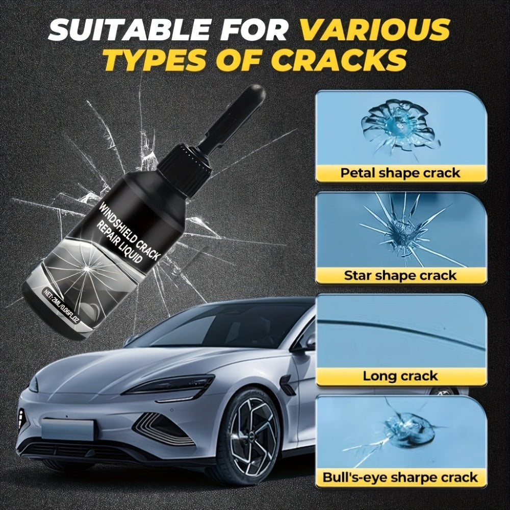 Windshield Repair Kit Nano UV Resin 15-Minute Fix for Bullseye Star Spider Cracks Scratches - DIY Car Glass Crack Repair Fluid with Suction Mount Option