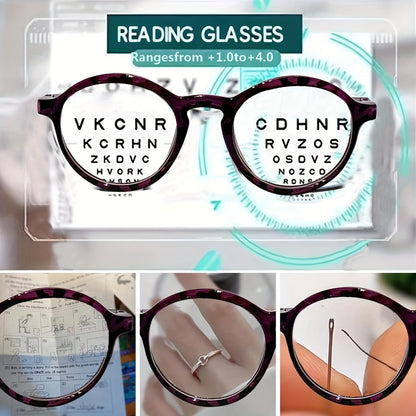 Fashion Reading Glasses 6 Pack for Women and Men Full Frame Round Circle PC Frame Multi-Color Lightweight Durable Lenses Vision Aid Readers Magnification Plus 1.0 to Plus 4.0 Mixed Color Value Set